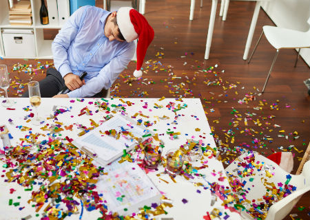 Man asleep at office christmas party