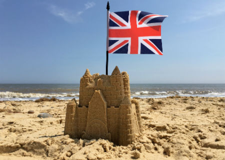 Union Jack in a sand castle