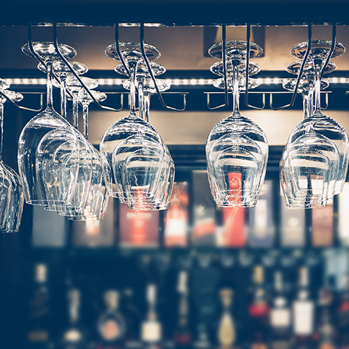Glasses at a bar
