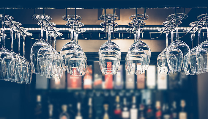 Glasses at a bar