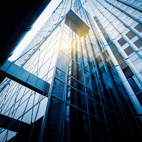 View up the side of a skyscraper