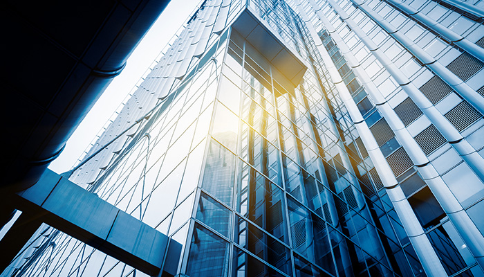 View up the side of a skyscraper