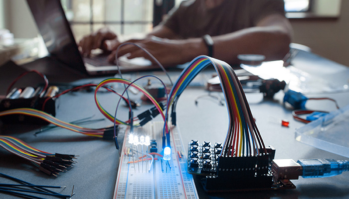 Engineer working on a project