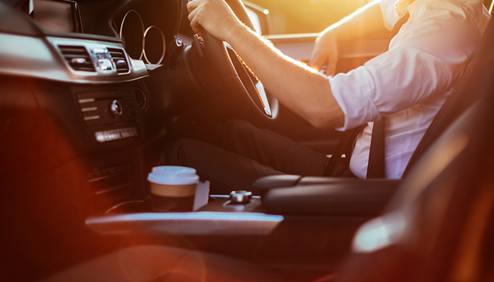 Man driving car