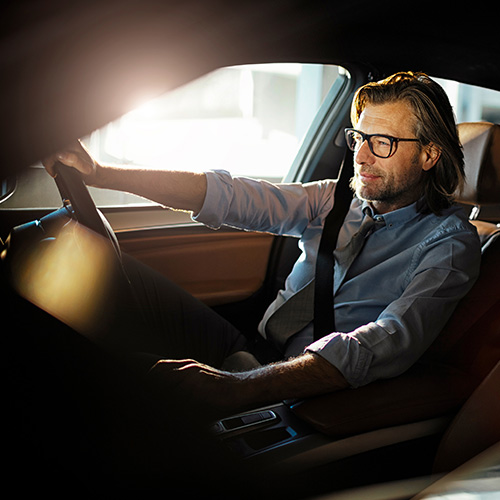 Man driving a car