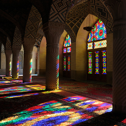 Light coming through church mosaic windows