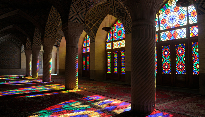 Light coming through church mosaic windows