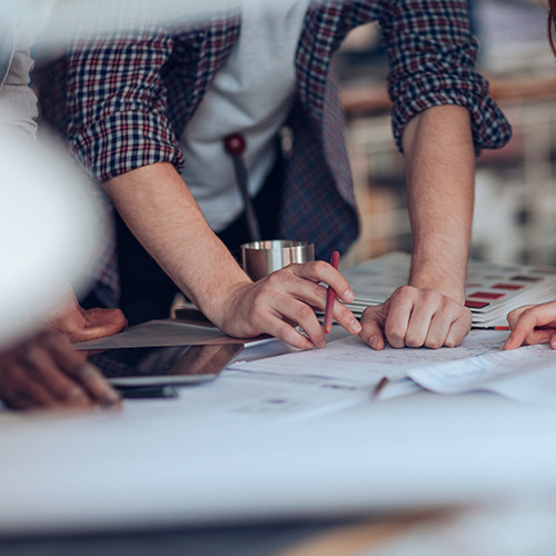 People looking at a design