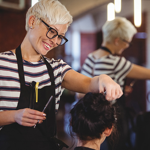 Hairdresser at work in a salon