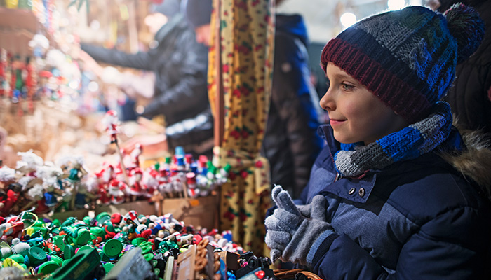 Girl looking at a stall