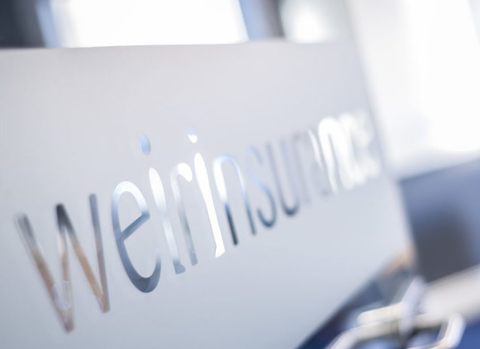 Weir Insurance on frosted glass