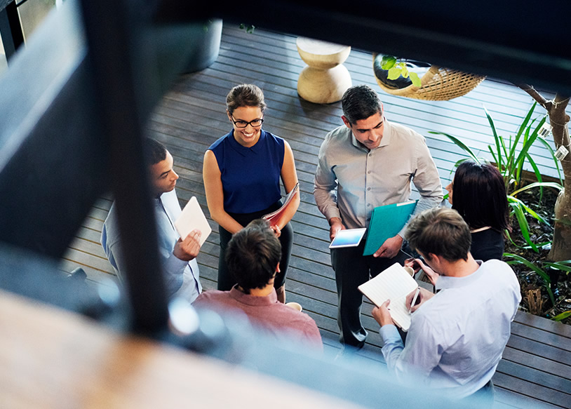 Team talking from above